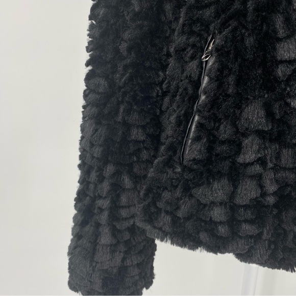 Adrienne Landau Black Faux Fur Moto Jacket - Picture 3 of 16
